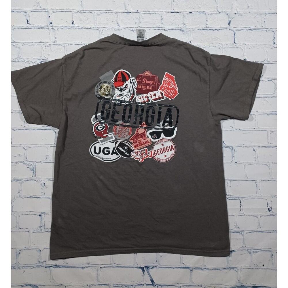 Georgia Bulldogs‎ Shirt Mens L Gray Stuck On The Dawgs Gilden Heavy Cotton
